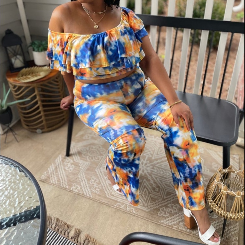 Yellow and Blue Summer Set Plus Size